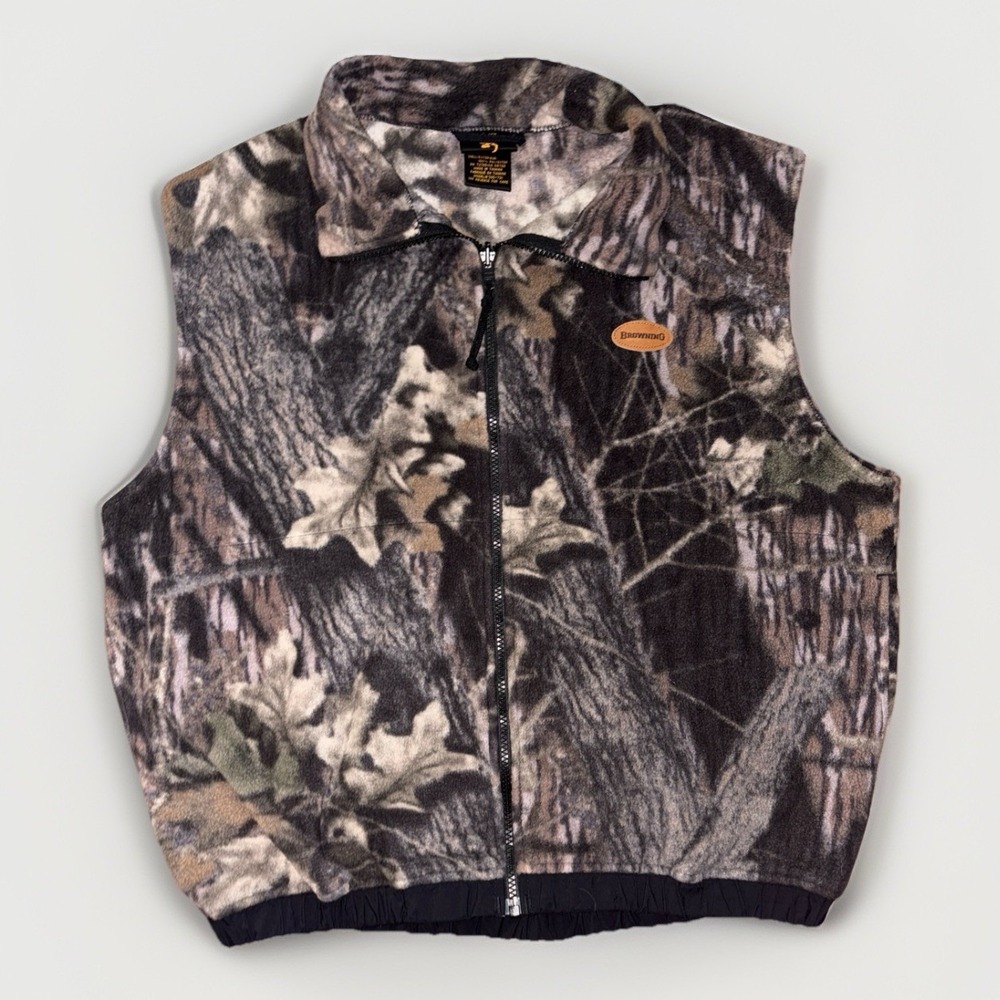 Browning TF-300 Fleece Camo Vest Teflon Size‎ Large LG Vintage Hunting Gear